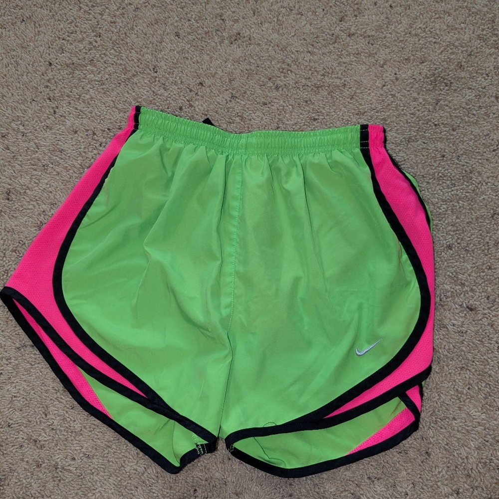 Nike Tempo Women's Running Shorts Size Small. Green And Pink.